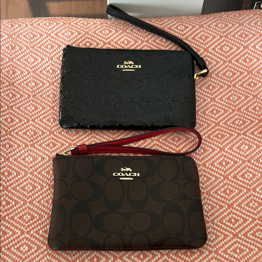 Coach Black and Brown Signature Wristlet Duo